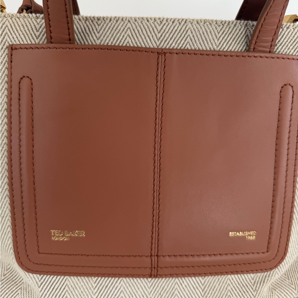 Ted Baker Beige and Brown Canvas Tote Crossbody Bag - Picture 7 of 14